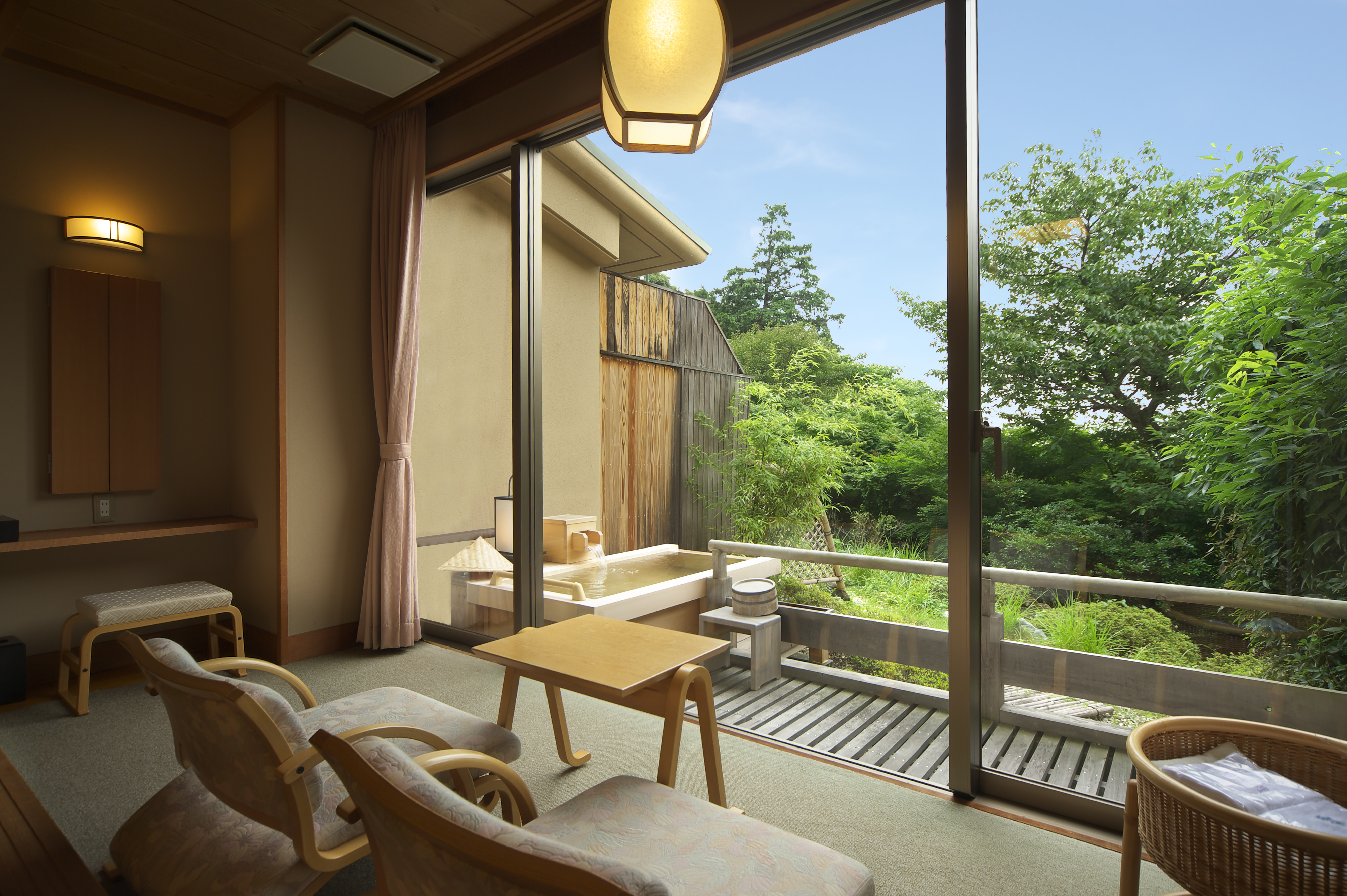 Traditional Japanese interior with futon bedding